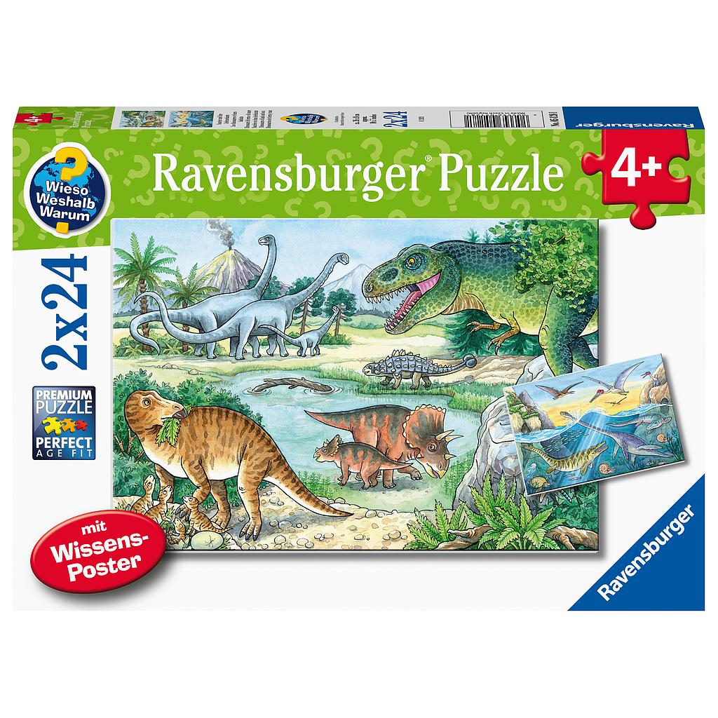Puzzle 2 x 24-tlg. "Dinosaurier"