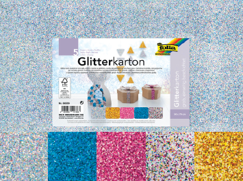 Glitterkarton 50x70cm - 5 Bögen sortiert