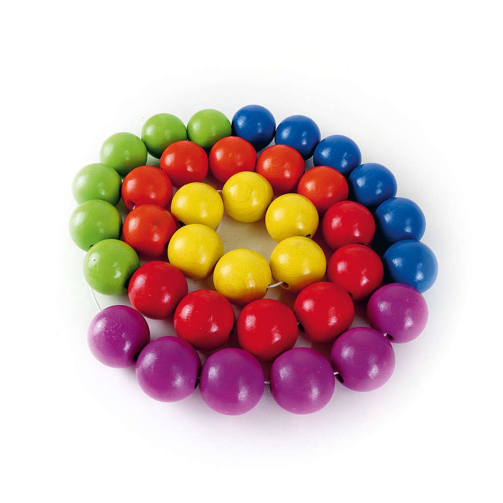 96 große Holzperlen - Regenbogen