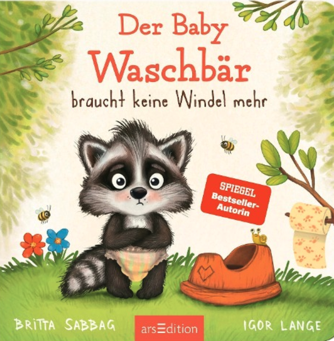 Der Baby Waschbär braucht keine Windel mehr