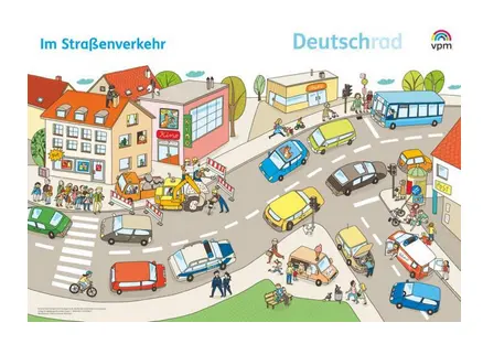 Deutschrad 1/2. Poster Wimmelbilder Klasse 1+2
