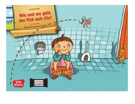 Wie und wo geht der Floh aufs Klo? Kamishibai Bildkartenset