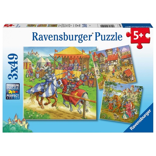 [104148] Puzzle 3 x 49-tlg. "Ritterturnier"