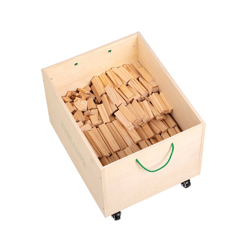 [103113]  JC - Kapla kompatible 1.000 Bausteine in Holzbox mit Rädern