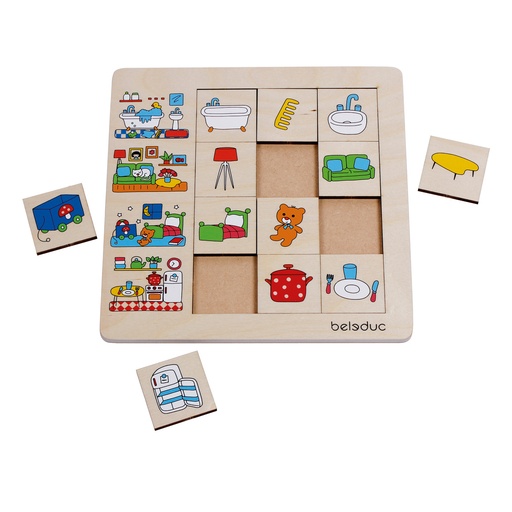 [A104345] Holz Sortierpuzzle - Unser Zuhause