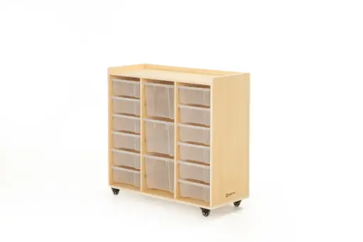 [110228] Mobiles Stauregal mit 3 großen & 6 kleinen Boxen 