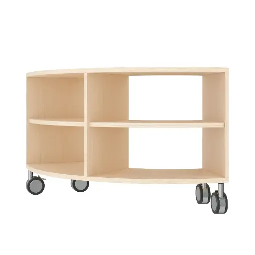 [110192-03] Viertelkreis-Regal 44 cm - 1 Boden & 4 Fächer - mit Feststellrollen