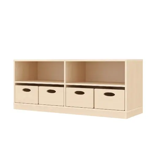 [110221-01] Doppel-Regalschrank 44 cm - 2 Fächer & 4 Materialkästen, mit Holzsockel