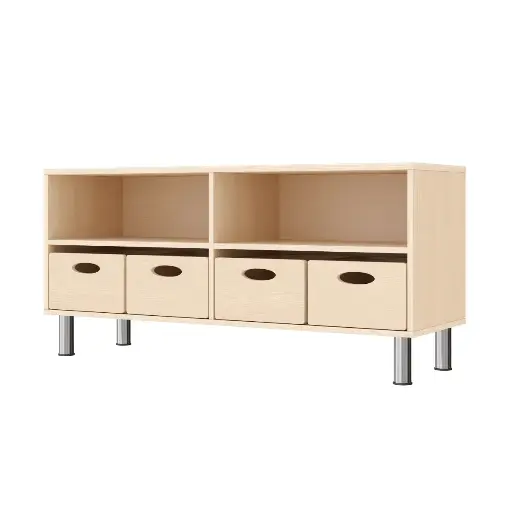 [110221-02] Doppel-Regalschrank 44 cm - 2 Fächer & 4 Materialkästen, mit höhenverstellbaren Sockelfüßen