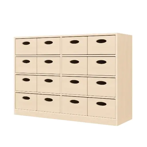 [110210-01] Regalschrank 79 cm - 16 Materialkästen, mit Holzsockel