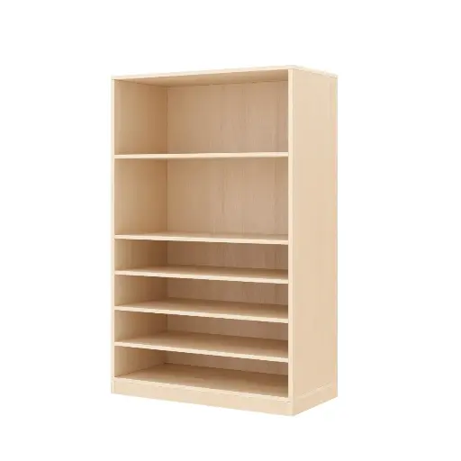 [110215-01] Regalschrank 120 cm, 6 Fächer, mit Holzsockel